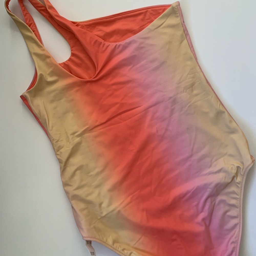 Aerie One Piece Swim Suit, Rainbow Colors, Medium Size Off Shoulder Bathing Suit - Picture 2 of 5
